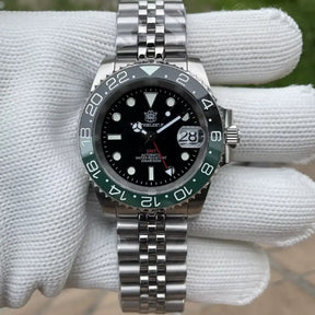 Relogio Mecanico Masculino GMT Watch V2 Black Green frente