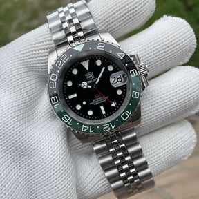 Relogio Mecanico Masculino GMT Watch V2 Black Green frente 2