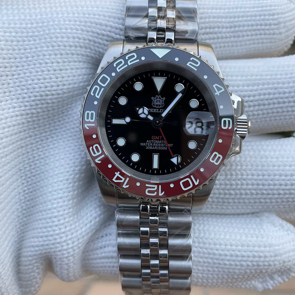 Relogio Mecanico Masculino GMT Watch V2 Black Red 3