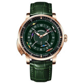 Relogio Mecanico Masculino Horse Racing Green Gold frente