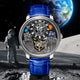 Relogio Mecanico Masculino Moon Phase Blue Silver frente
