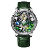 Relogio Mecanico Masculino Panda Green Silver 1
