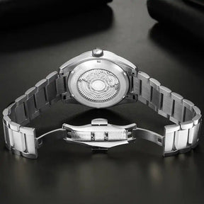 Relogio Mecanico Masculino Silver Blue Legacy Classic fundo