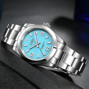Relogio Mecanico Masculino Silver Blue Midnight Explorer frente 2