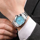 Relogio Mecanico Masculino Silver Blue Midnight Explorer no pulso