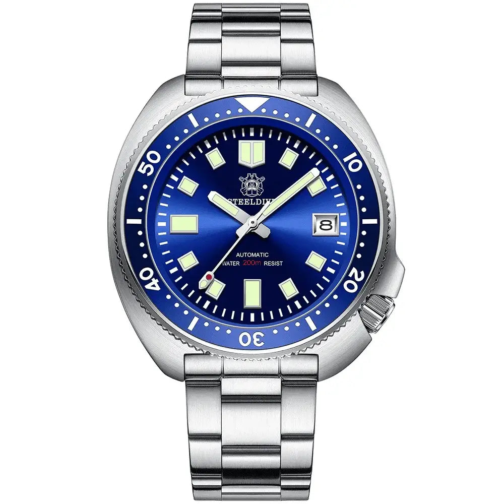 Relogio Mecanico Masculino Turtle V2 Silver Blue frente