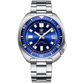 Relogio Mecanico Masculino Turtle V2 Silver Blue frente