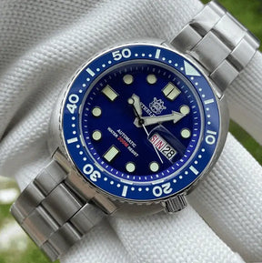 Relogio Mecanico Masculino Turtle V2 Silver Blue frente 3