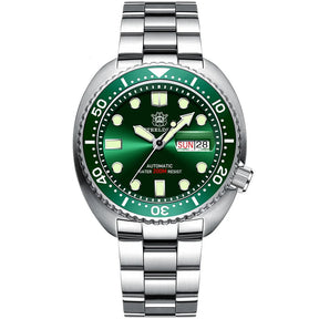Relogio Mecanico Masculino Turtle V2 Silver Green 1