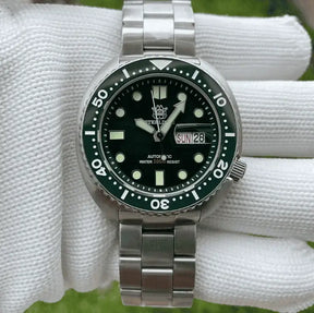 Relogio Mecanico Masculino Turtle V2 Silver Green frente 4