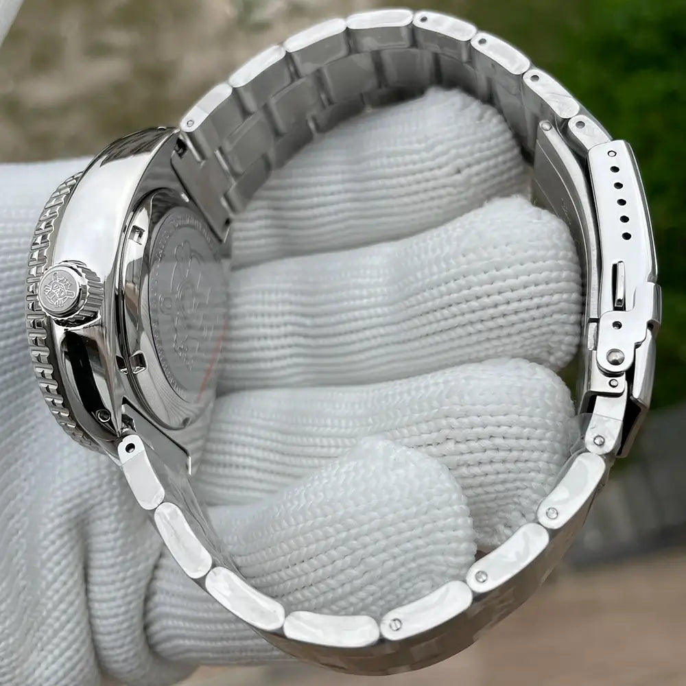 Relogio Mecanico Masculino Turtle V2 Silver Green fundo