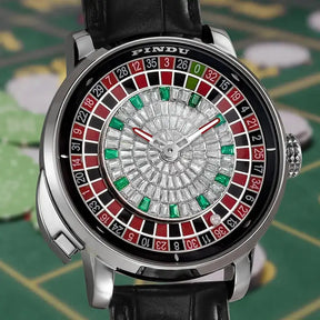 Relogio Mecanico Roulette Royale Black Silver frente 5