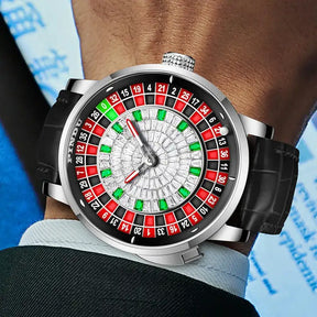 Relogio Mecanico Roulette Royale Black Silver no pulso