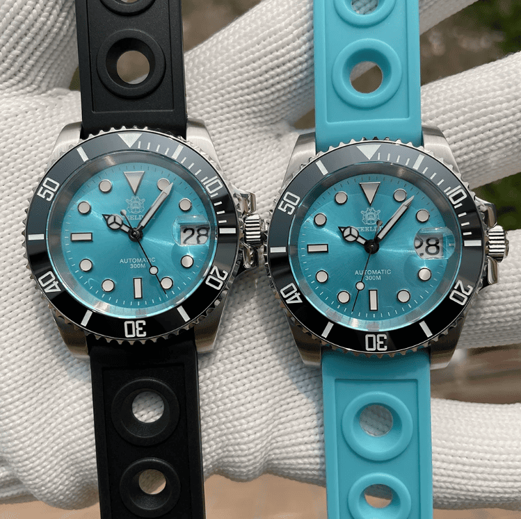 Relogio Mecanico STEELDIVE Submariner Homage Turquoise Blue 6