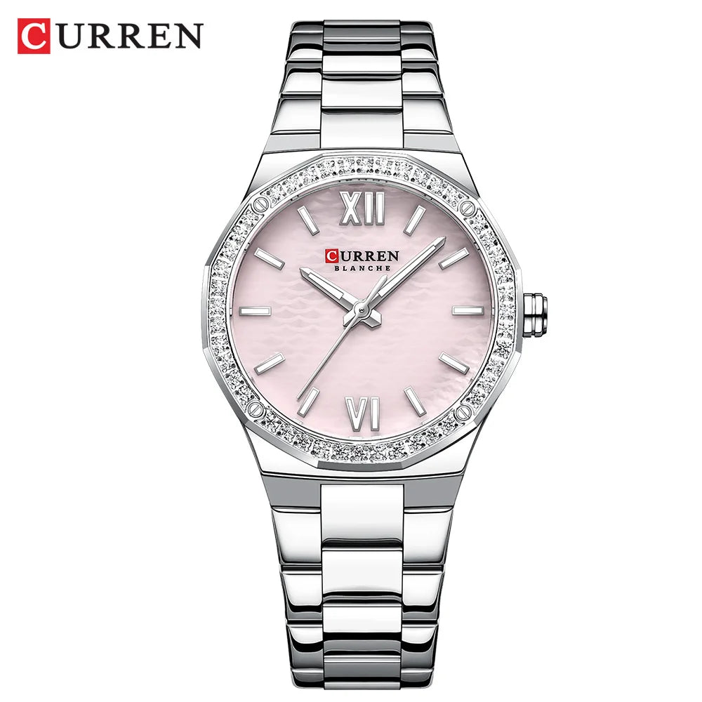 Relogio Quartz CURREN Feminino 9103 Blanche Rosa 1