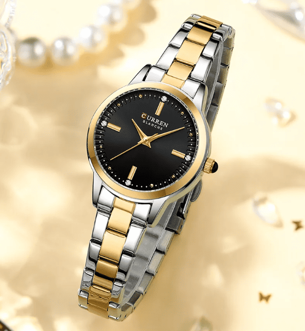 Relógio Quartz CURREN Feminino Elegant Blanche Black 3