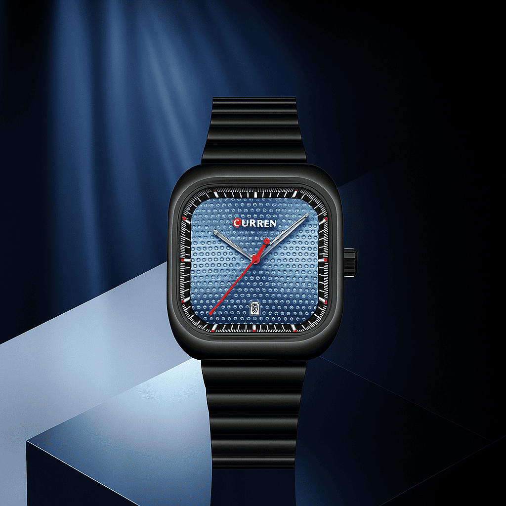 Relogio Quartz CURREN Square with Bracelet Blue 4