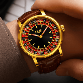 Relógio Quartz LIGE Casino Royale Dourado 2