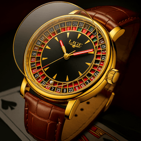 Relógio Quartz LIGE Casino Royale Dourado 4