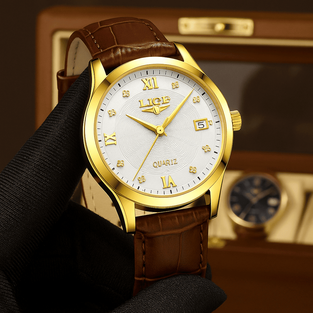 Relógio Quartz LIGE Luxo Branco 2