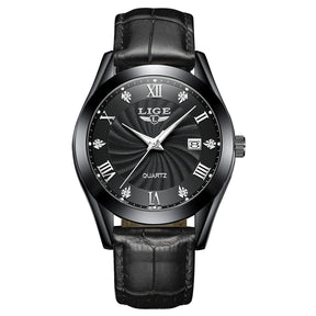 Relógio Quartz LIGE Luxo Preto 1