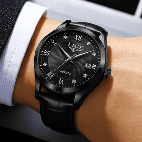 Relógio Quartz LIGE Luxo Preto 2