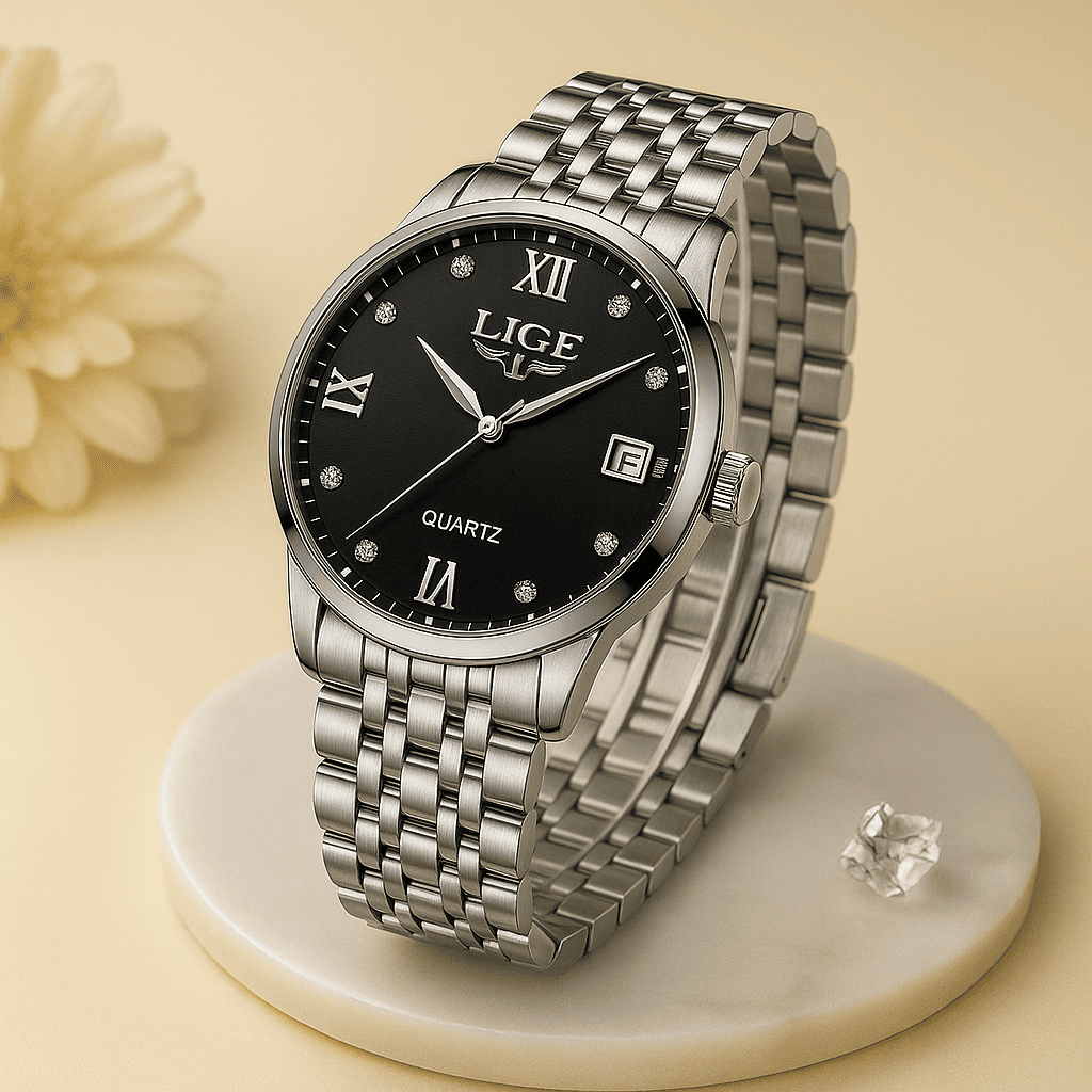 Relógio Quartz LIGE feminino Fashion Black 2