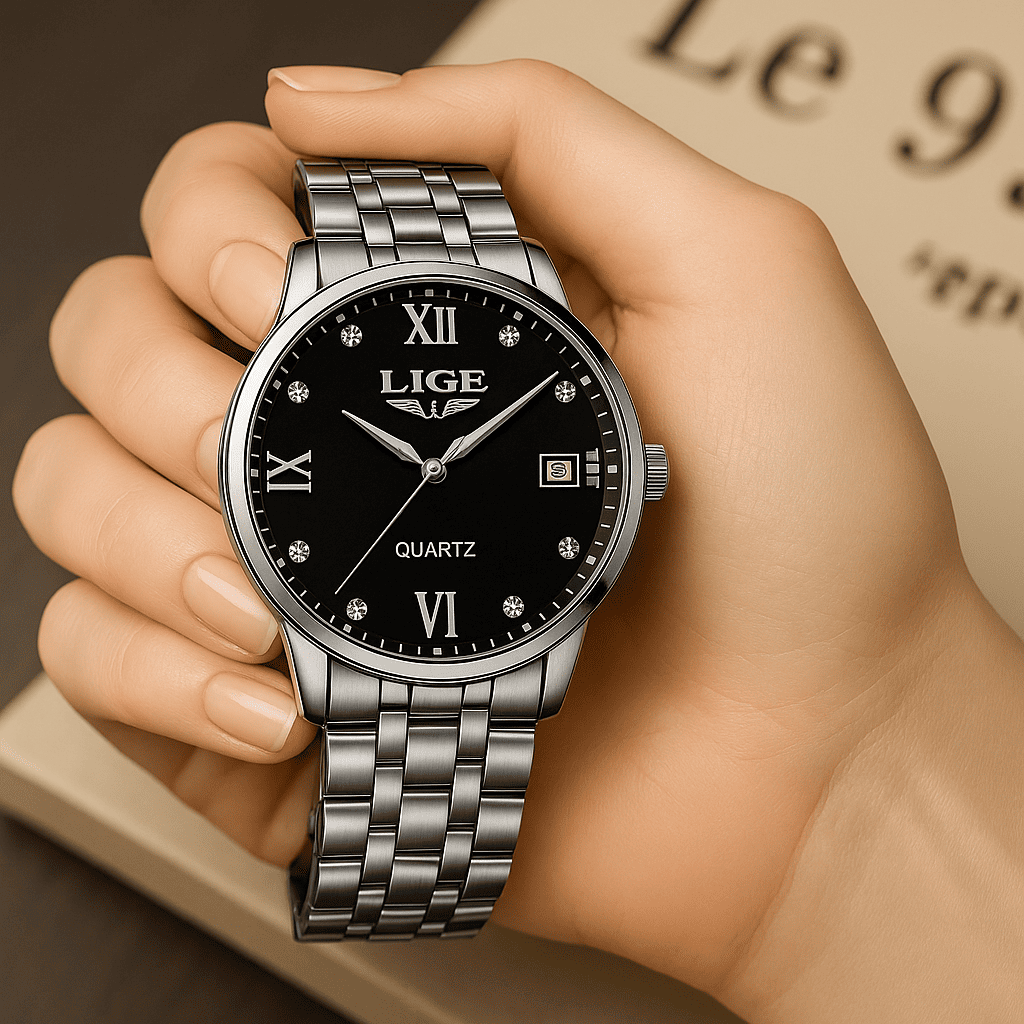 Relógio Quartz LIGE feminino Fashion Black 3