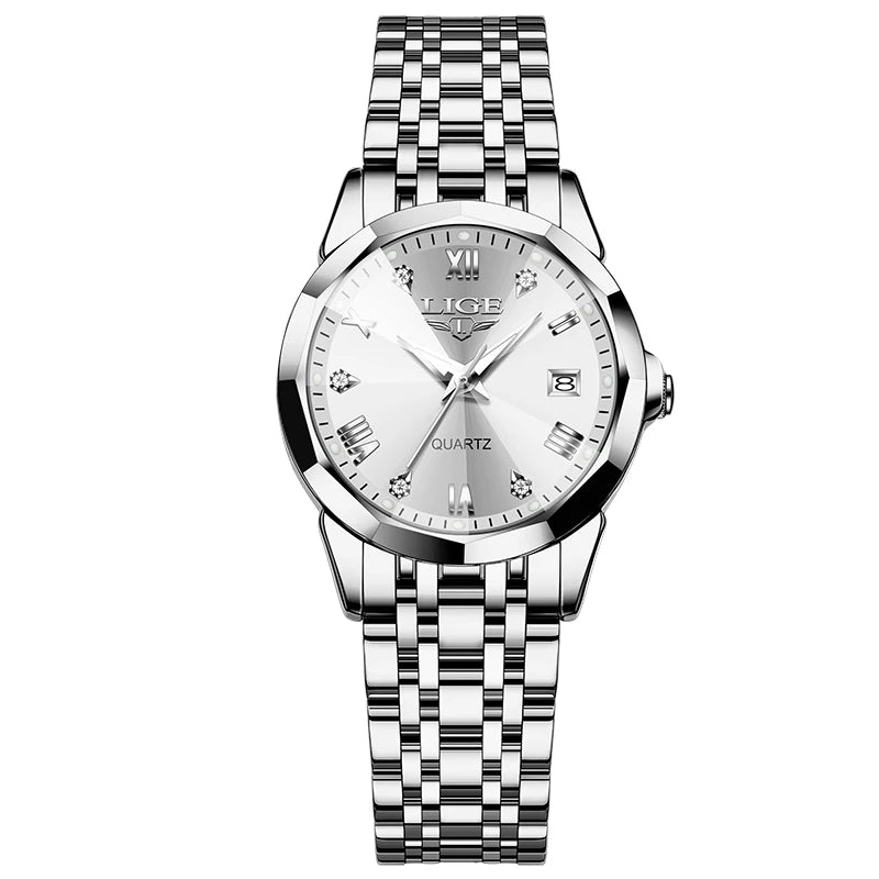 Relogio Quartz LIGE feminino Fashion Branco 1