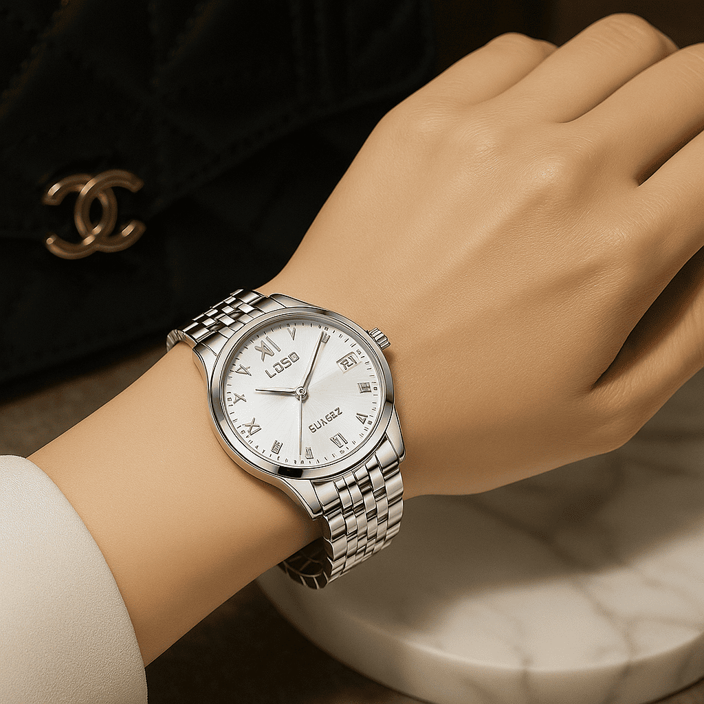 Relogio Quartz LIGE feminino Fashion Branco 4