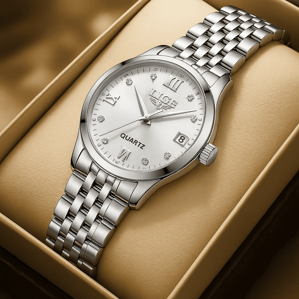 Relogio Quartz LIGE feminino Fashion Branco 5