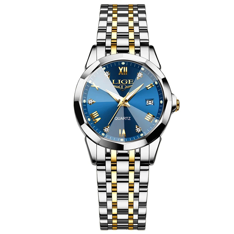 Relógio Quartz LIGE feminino Fashion Blue 1