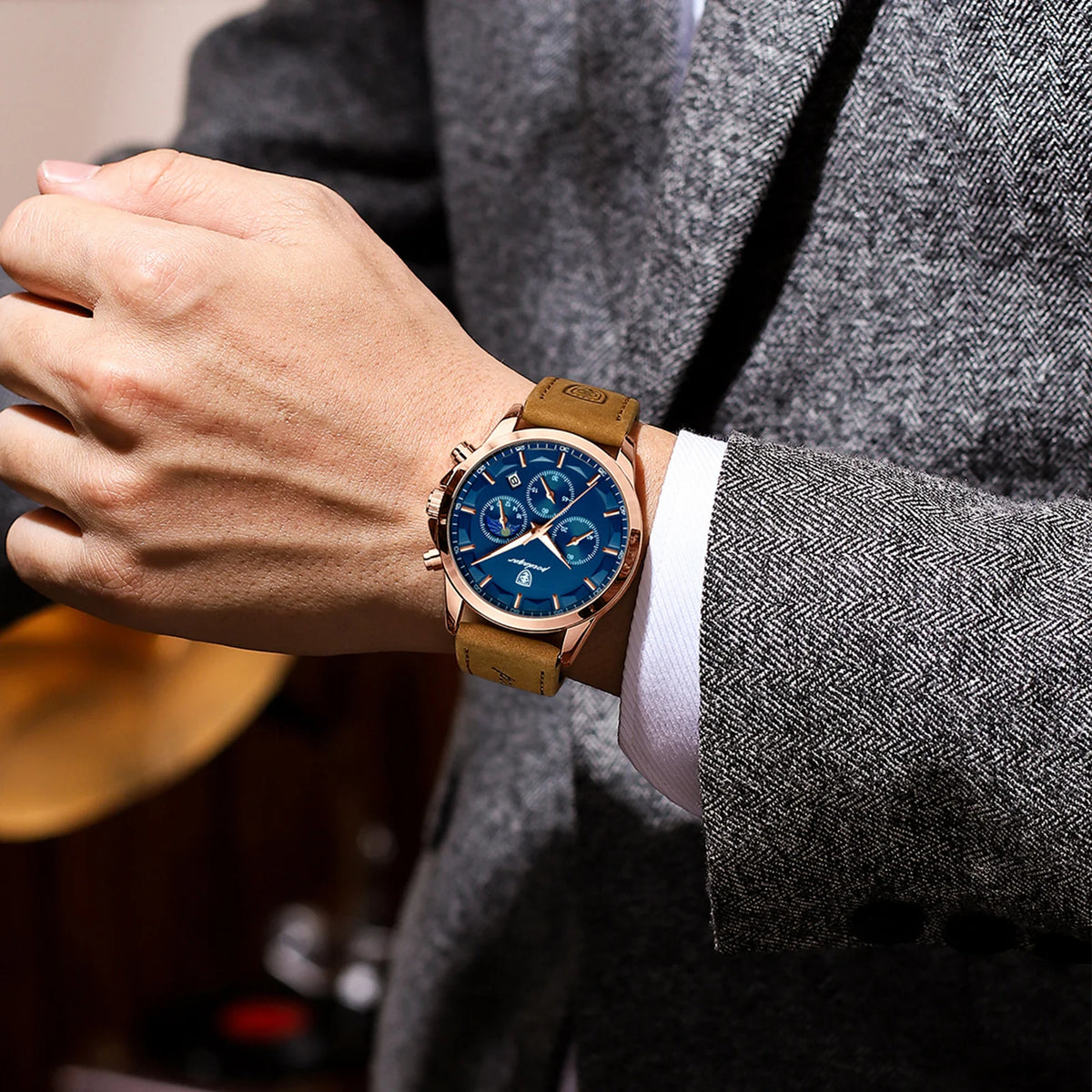 Relogio Quartz POEDAGAR Chrono Blue Rose 2