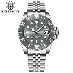 Relógio Mecânico STEELDIVE Submariner Silver
