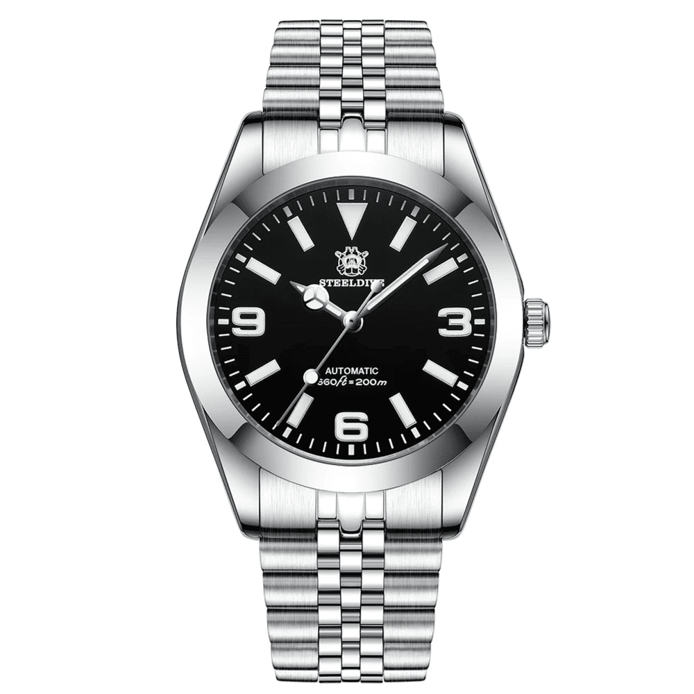 Relógio Mecânico Retro King Silver Black