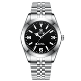 Relógio Mecânico Retro King Silver Black