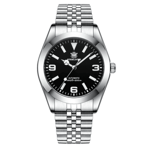 Relógio Mecânico Retro King Silver Black