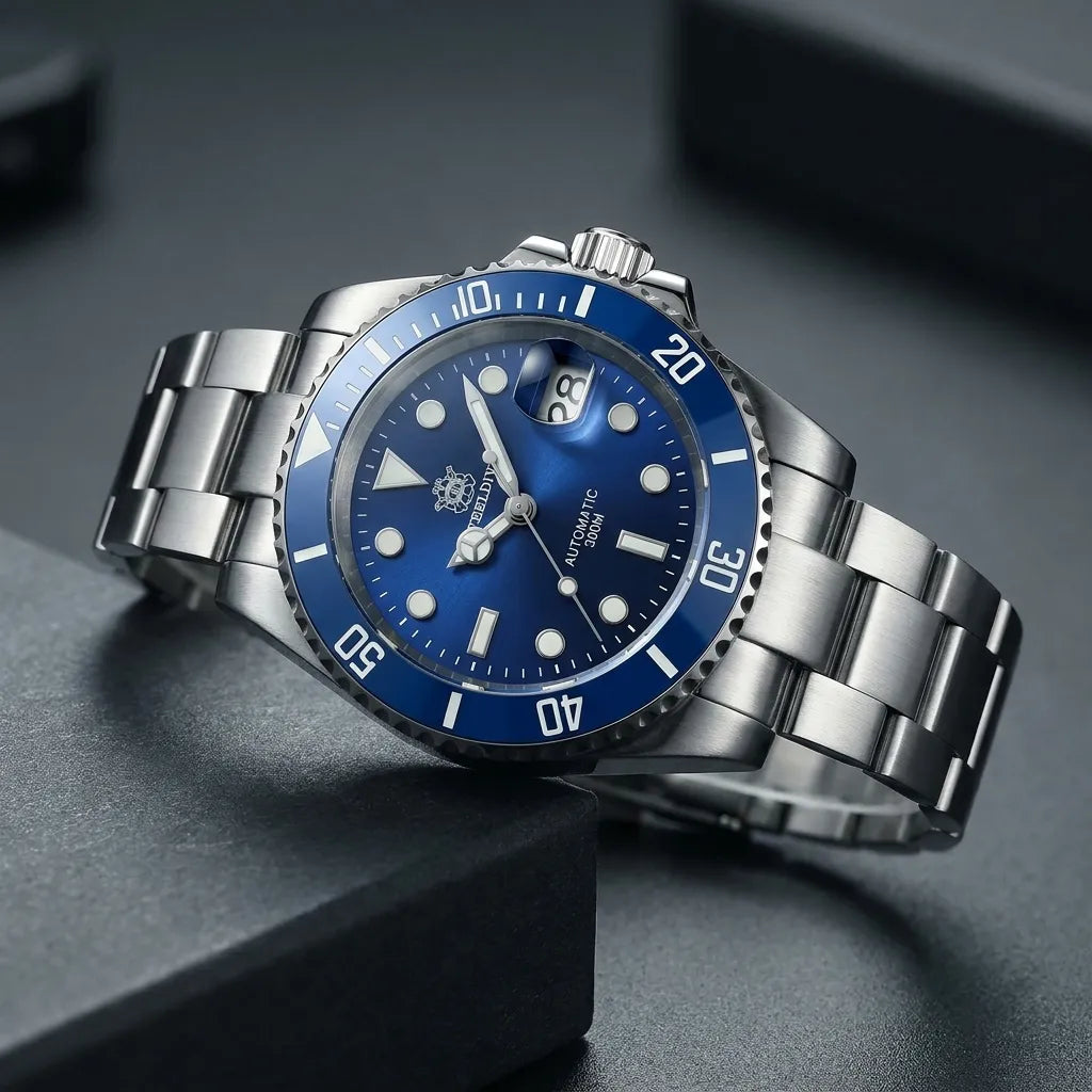 relogio automatico azul de frente 4